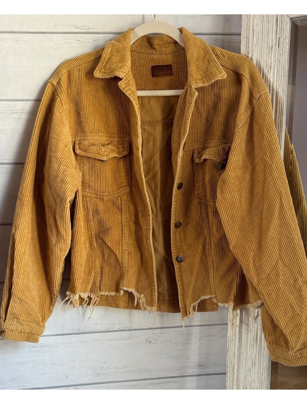 POL Curduroy Frayed hem Trucker Jacket